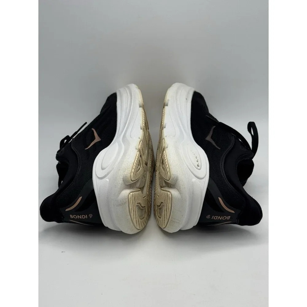 Hoka Bondi 9 Women's Running Shoes Black/Gold/White Size 9.5B